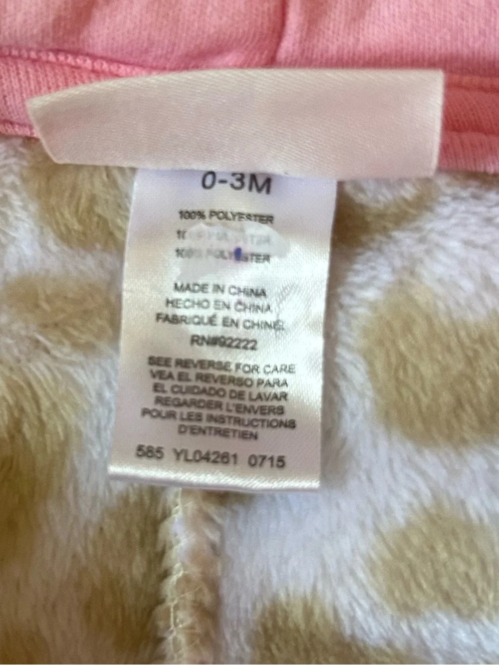 0-3 Months Baby Girl Soft Warm Fuzzy Pink Cat Cheetah Zip Up Winter Body Suit